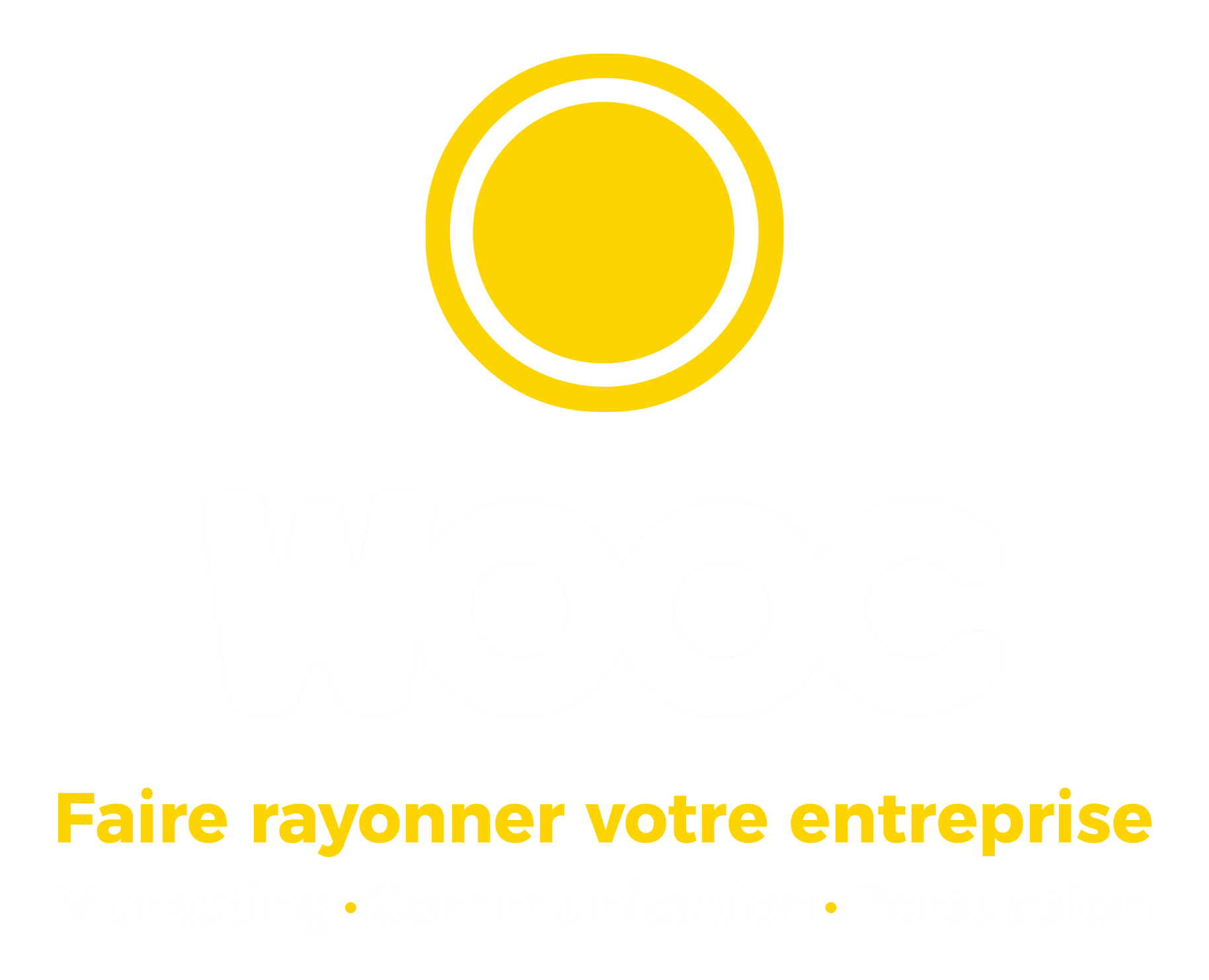 WOOC - Faire rayonner votre entreprise - Persuasion - Marketing - Communication - Logo blanc